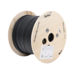 Carrete de 1 km de Fibra Óptica Aérea Mini Figura 8 G.657A2 tipo Drop, Monomodo de 2 Hilos (bifibra), Color Negro