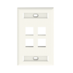 Placa de Pared Vertical, Salida Para 4 Puertos Keystone, Con Espacios Para Etiquetas, Color Banco Mate