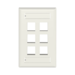 Placa de Pared Vertical, Salida Para 6 Puertos Keystone, Con Espacios Para Etiquetas, Color Blanco Mate