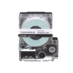 Casete de Etiquetas de Vinilo de Cinta Continua, Color Negro Sobre Blanco, Uso Interior/Exterior, 9 mm de Ancho x 7.6 Metros de Largo