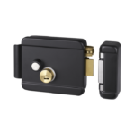 Cerradura Eléctrica con Botón de Salida / Incluye Llave / Exterior / Derecha / Color Negro