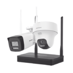 Kit IP Inalámbrico 2 Megapíxel / NVS 4 Canales / 1 Cámara Bala Exterior + 1 Cámara Turret Interior con Lente 2.8 mm y Dual Light / Audio Bidireccional (Micrófono y Bocina) / Soporta Micro SD de 512 GB