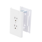 Contacto eléctrico doble, soporte y tapa color blanco de PVC auto extinguible, para canaleta TEK100 (5591-10200) - Image 2