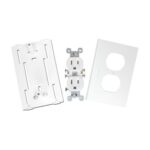 Contacto eléctrico doble, soporte y tapa color blanco de PVC auto extinguible, para canaleta TEK100 (5591-10200)