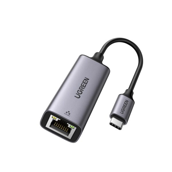 Adaptador de Red USB-C 3.1 (5 Gbps) a RJ45 | Thunderbolt 3 | Admite 10/100/1000 Mbps | Chip Inteligente | Amplia Compatibilidad | Caja de Aluminio | Longitud del cable 10 cm.