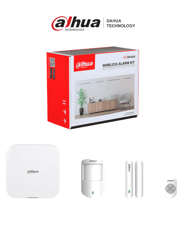 DAHUA-DHI-ART-ARC3800H-03-FW2(915)-KIT-PANEL-DE-LARMA-HUB-2-915-4G-IMAGEN-PRINCIPAL DAHUA DHI-ART-ARC3800H-03-FW2(915) -Kit de Alarma Inalámbrico Hub2, WiFi, Ethernet y 4G, Incluye panel de alarma Hub2, sensor de movimiento, contacto magnético y control remoto - Image 1
